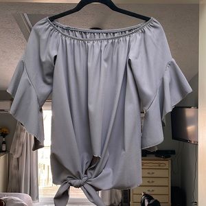 Grey off the shoulder boho blouse